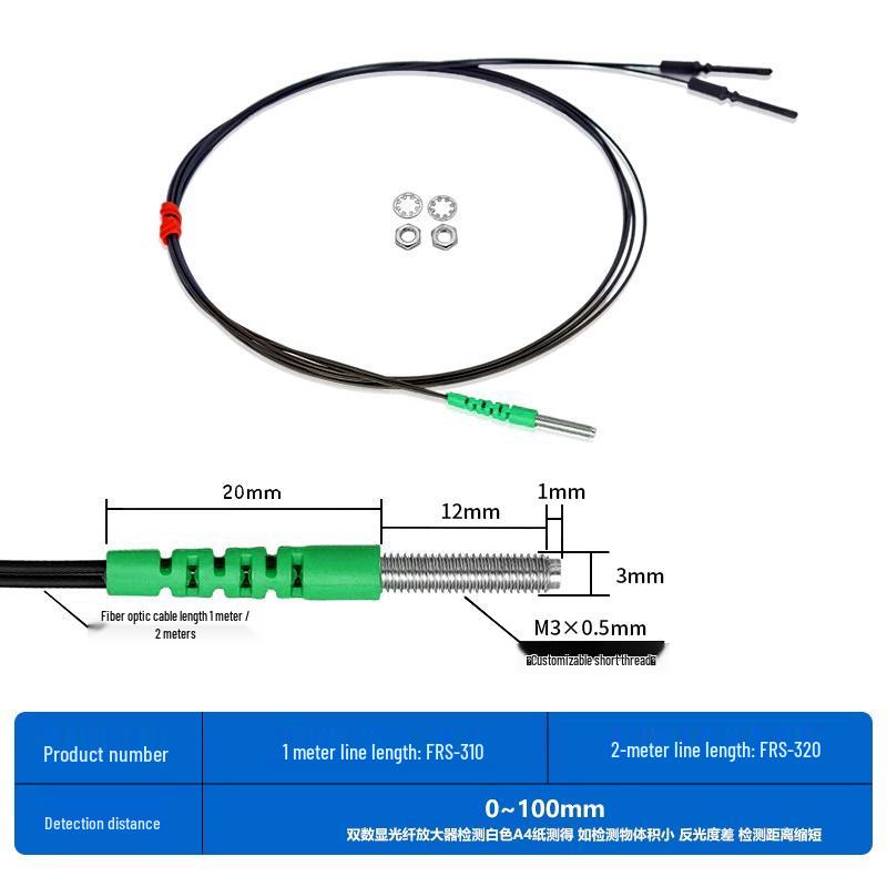 High-Speed M3M4M6 Fiber Optic Sensor with Diffuse Reflection, Through-Beam, Elbow, Straight Head, & Coaxial Probe