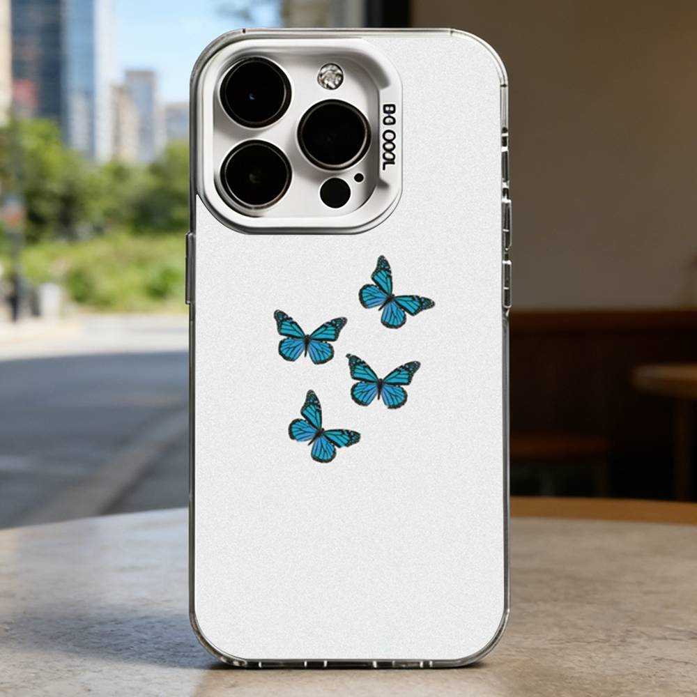 

INS Retro Butterfly Case for iPhone 16 15 14 13 12 11 Pro Max Plus Air 16E X XR XS Max Hard Shockproof Bumper Cover iPhone13mini