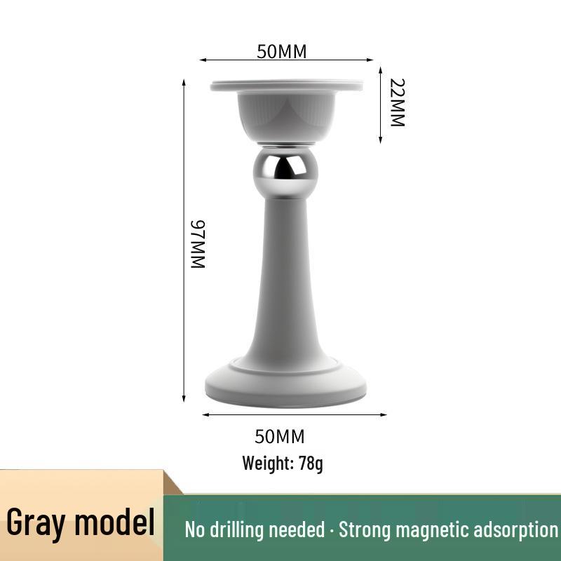 Magnetic No-Drill Silicone & Wooden Door Stopper – Strong Anti-Collision Bumper