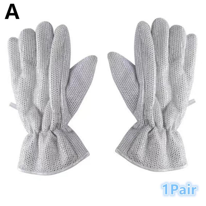 

1 пара перчаток для уборки дома, перчатки для мытья посуды со стальной мочалкой, кухонные водонепроницаемые перчатки-щетки, инструменты для чистки масляных мисок