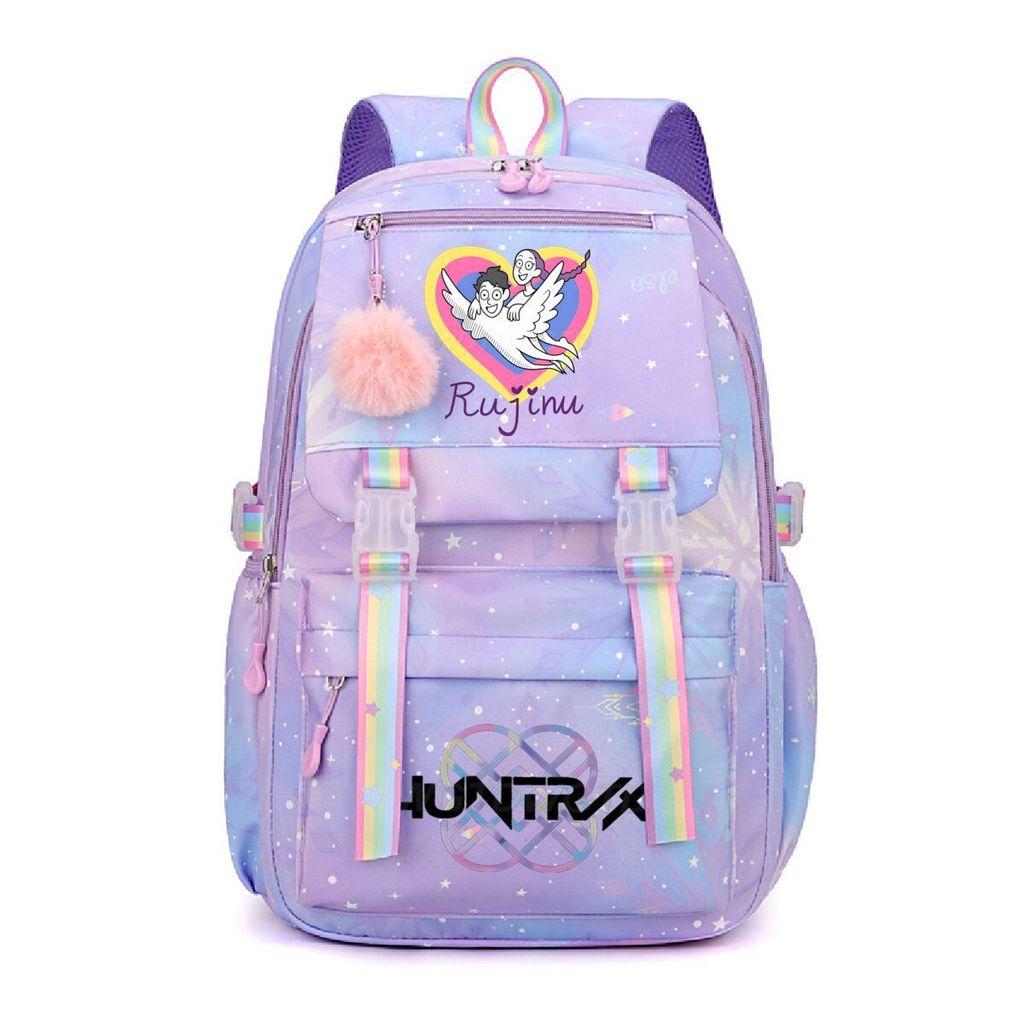 Girls Kpop Hunters Rumi Zoey Mira Printed Backpack Student School Travel Large Capacity Bag
