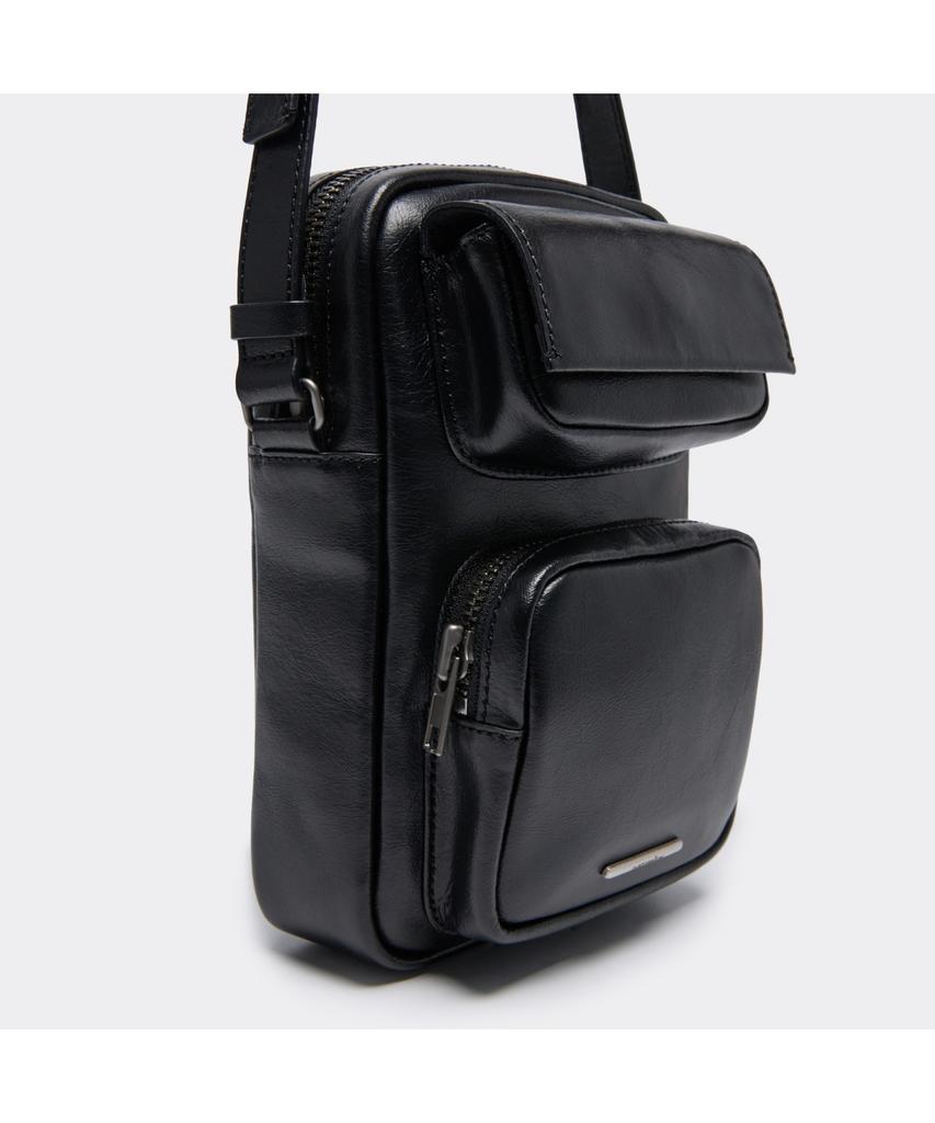 Customellow Black Leather Mini Cross Bag Cabax25513Bkx