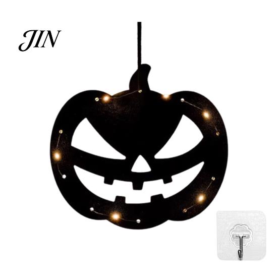 Halloween Holiday Decorations Pumpkin Hanging Decor, Non-Woven Ghost Ornament with Light String, Spooky Festive Decor Door Wall for Party Scene, Trick