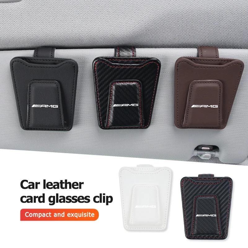 Magnetic Car Sun Visor Glasses Holder Ticket Card Hanging Clip For Mercedes Benz AMG C180 C300 W124 W176 W177 C200 C260 GLC CLE BF1