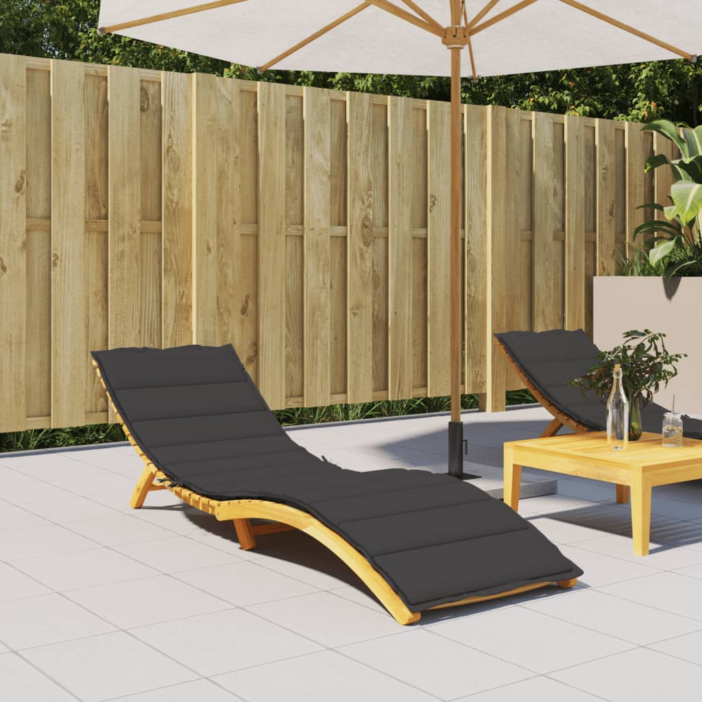 Sun Lounger Cushion Black 200 X 70 X 3 Cm Oxford Fabric