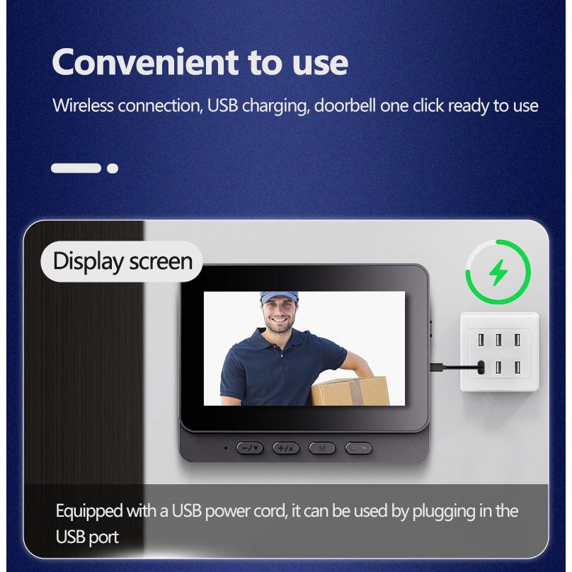 4.3 Inches Screen Doorbell Wireless Waterproof Smart Video Doorbell Household Two-Way Speaking Camera Door Ring