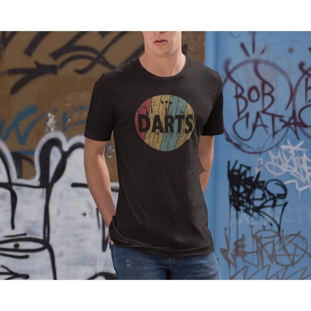 Dart T Shirt Men Player Dartboard Vintage Washed Casual Top For Everyday Wear Unisex Streetwear Comfortable Stylish Stretched