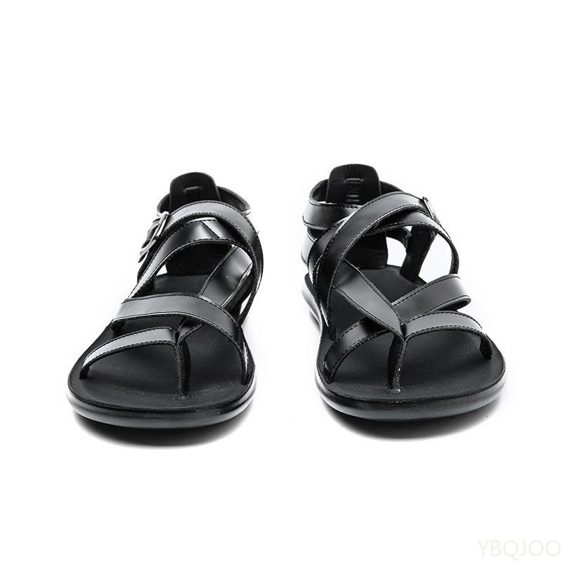 Moda 2025 Sandali Romani con Cinturino Incrociato Scarpe Outdoor Guida Vera Pelle Sandali Uomo Tinta Unita Estate Casual Scarpe da Spiaggia Homme Zapatos