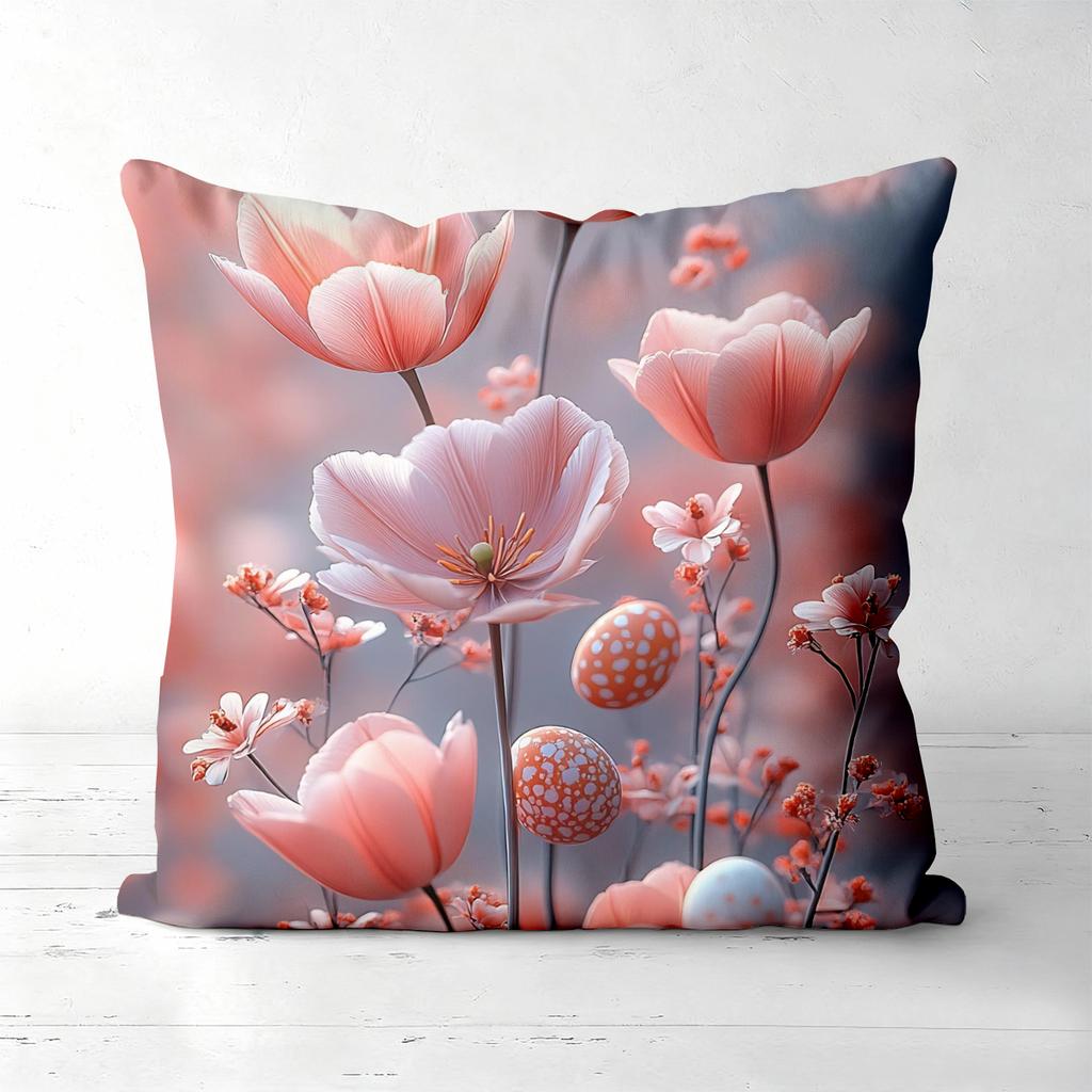 Floral Patterned Cushion Covers Blue Background Decor Polyester pillowcase, sofa decorative cushion cov Headboard Pillow