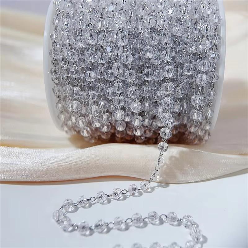 

2meters Glass Crystal Beads Necklace Chains Copper Metal Open Link Bracelet Chains Bulk Lot for Diy Jewelry Making Accessories