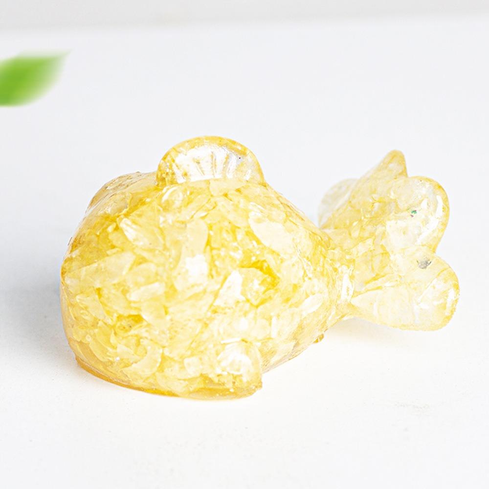 Mini Crystal Chips Ornament Artificial Epoxy Resin Decoration Guppy Fish Figurine  Office жёлтый