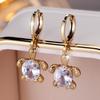 Charm Female White Purple Zircon Turtle Hoop Earrings Vintage Gold Color Simple Wedding Jewelry For Women