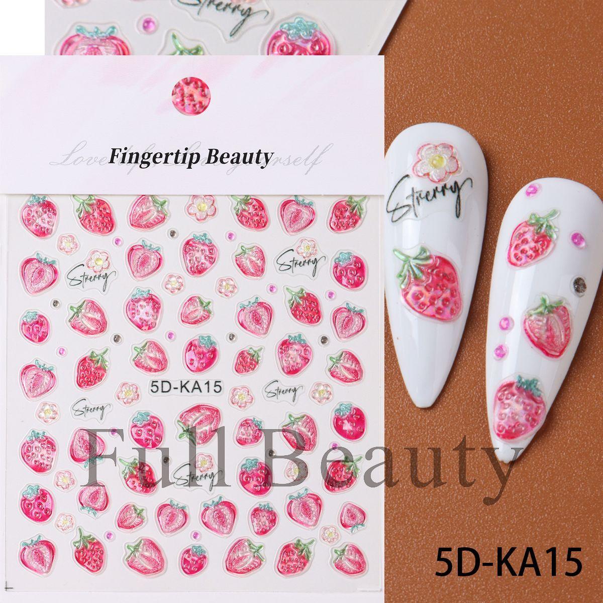 

New Nail Art Sticker Embossed 5D Bite Apple Fireworks Apple Core Nail Art Sticker