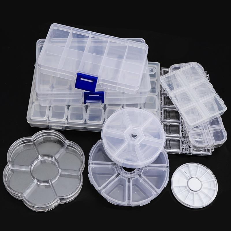 Jewelry Container Box Rectangular/Round Organizer for Case with Lid for Jewelry Earring Nail Art Charms Multipurpose Hol