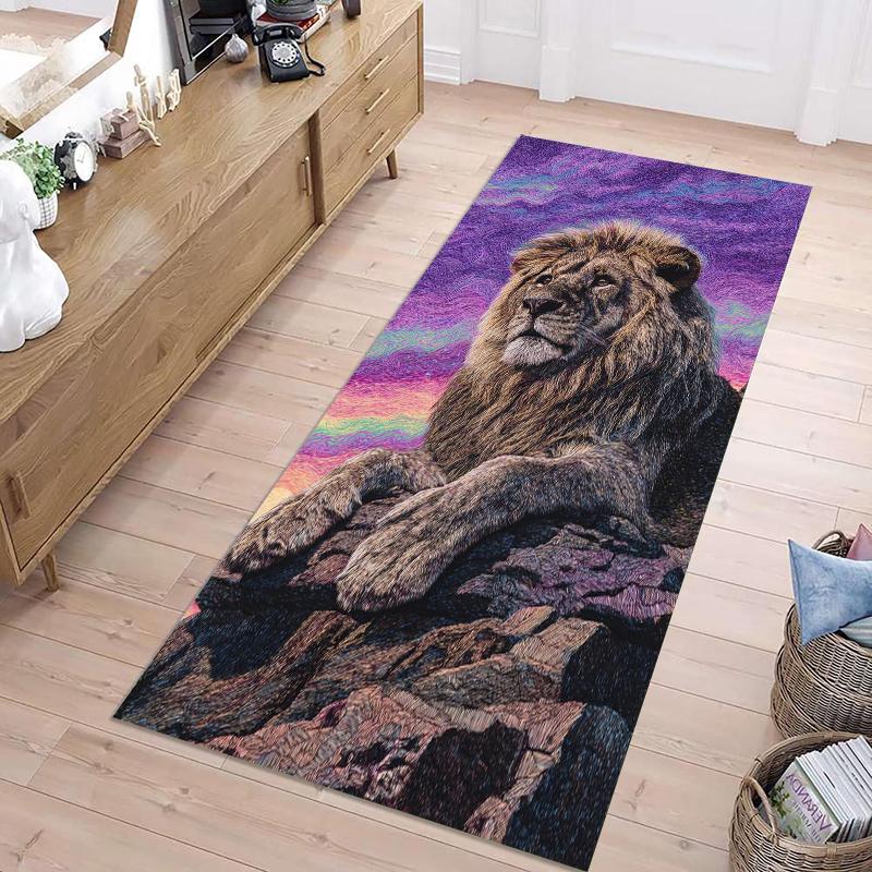 

Lion Pattern Runner Rug Modern Home Decor Animal Print Hallway Carpet Soft Non-slip Floor Mat for Corridor Living Room Bedroom 40X120CM
