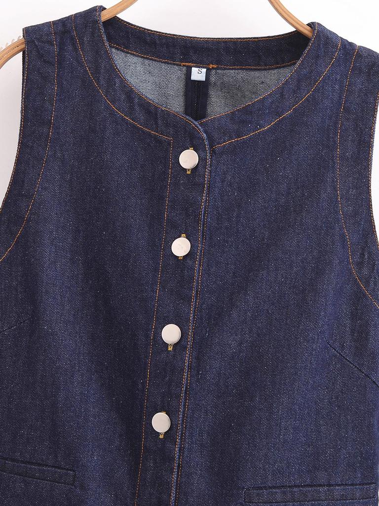 2025 Spring Women's Casual Denim Vest and Pants Set