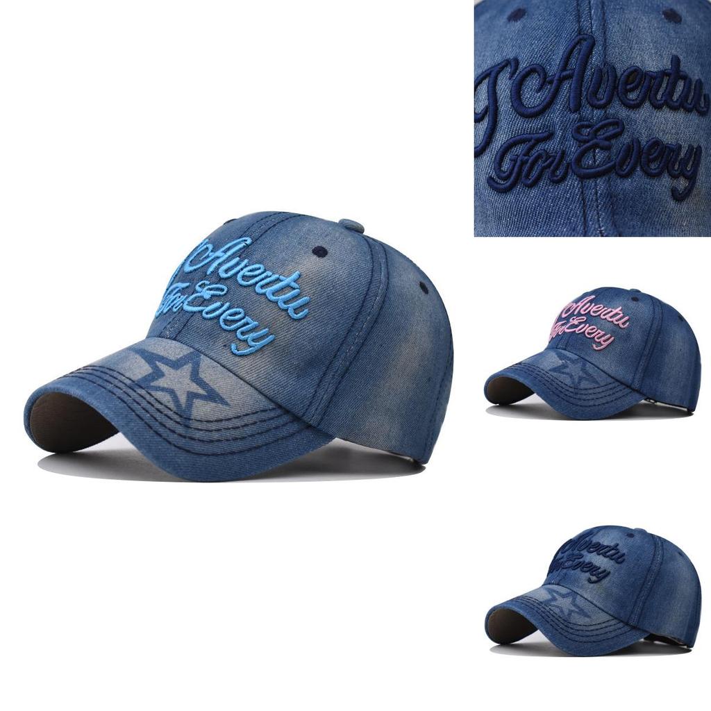 Denim Baseball Cap With Embroidery For Unisex Casual Summer Fashion