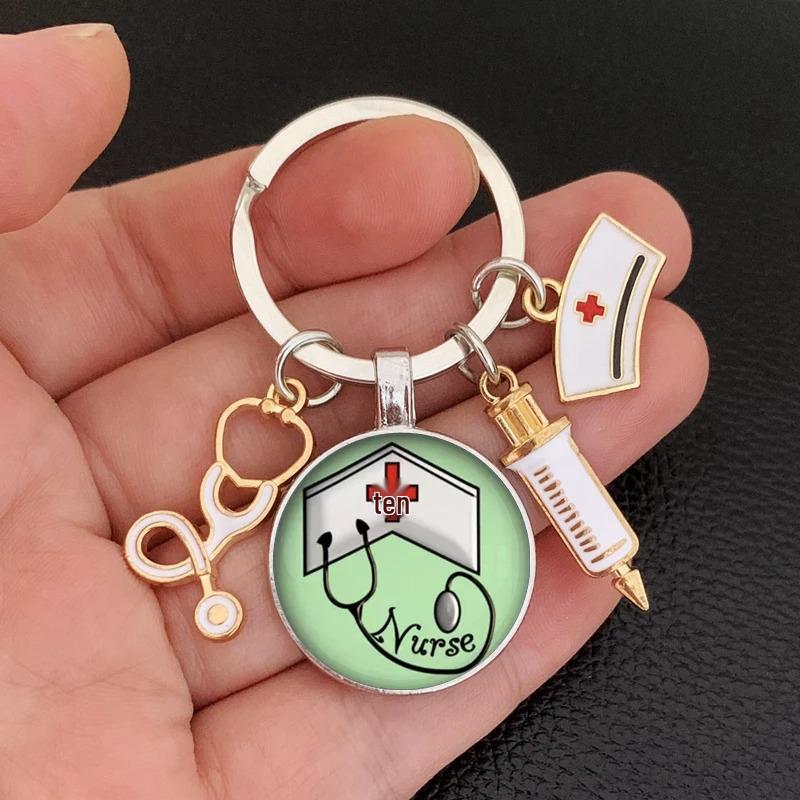 

Syringe Stethoscope Nurse Cap Keychain - Medical-Themed Gift for Healthcare Professionals