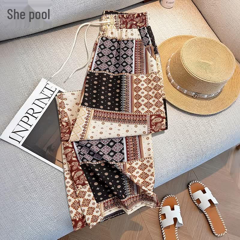 Women s Exotic Print Casual Cropped Pants S
