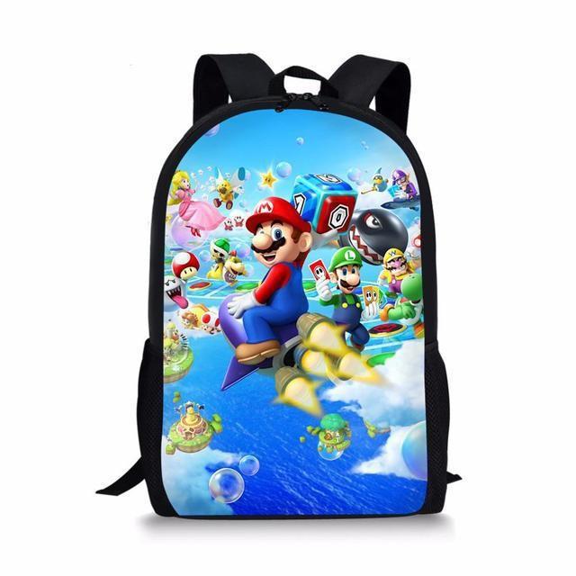 Double Super Mario Shoulder School Bag With Durable Material Pattern Playful