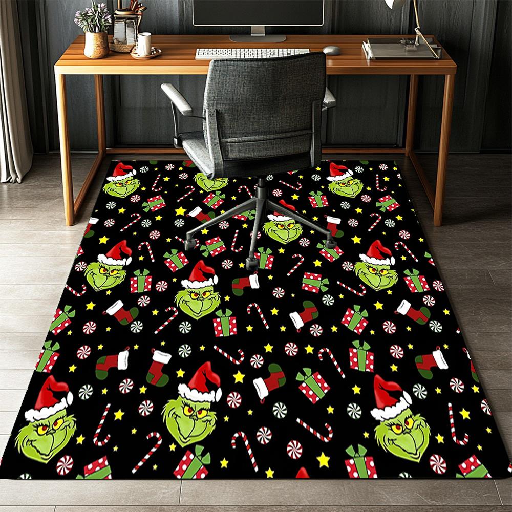 Grinch Printed Carpet Rug for Office Chair Living Room Bedroom Kitchen Room Decor Gifts