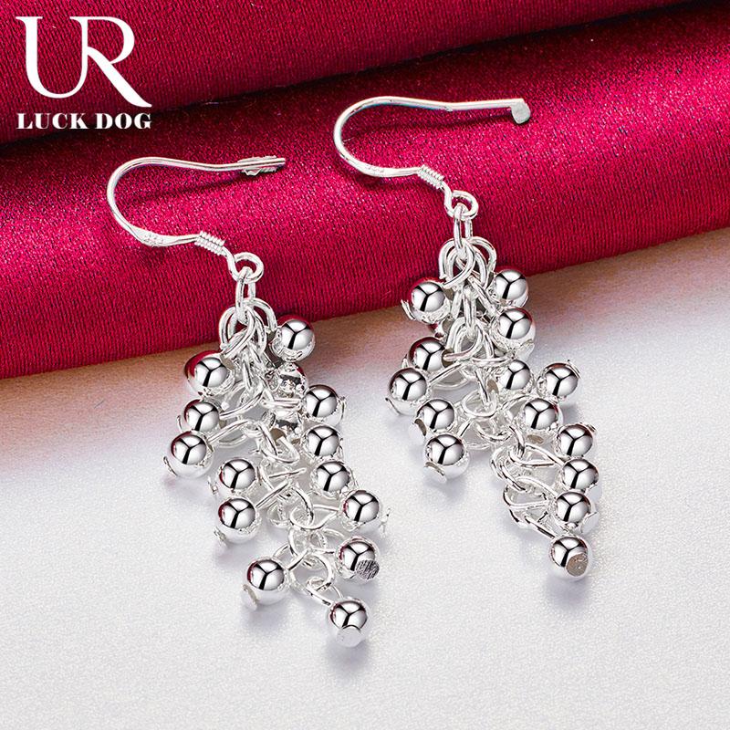 Cercei piercing cu bile din argint sterling 925 neted, mărgele de struguri, bijuterii de nuntă la modă