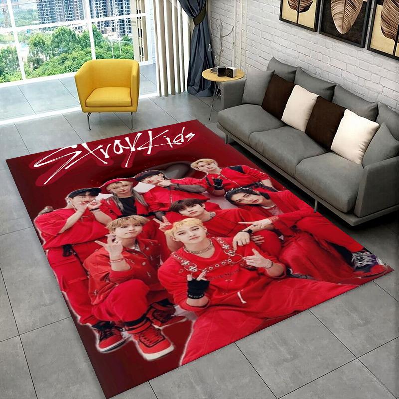 Kpop Stray Kids Music Star Carpet Rug for Playroom Bedroom Living Room Sofa Home Decor,kid Area Rug Non-slip Floor Mat Gift