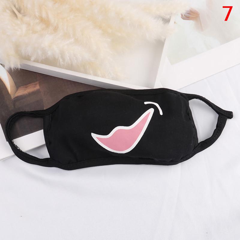 Black Unisex Cartoon Cat Funny Expression Face Mask Cotton Breathable Mouth Mask Anti-dust Pollution Masks For Woman Man