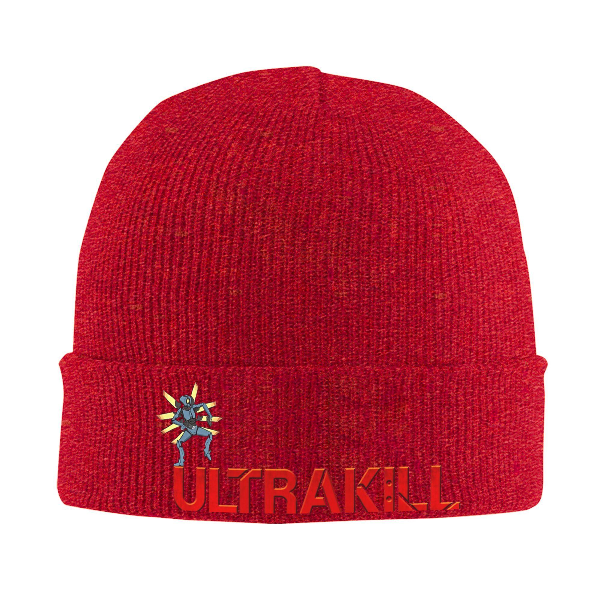 Unisex Rib Knit Cuffed Beanie Ultrakill Funny Video Game Merch Warm Skull Knitted Hat Cap Bonnet Knit Hat One Size