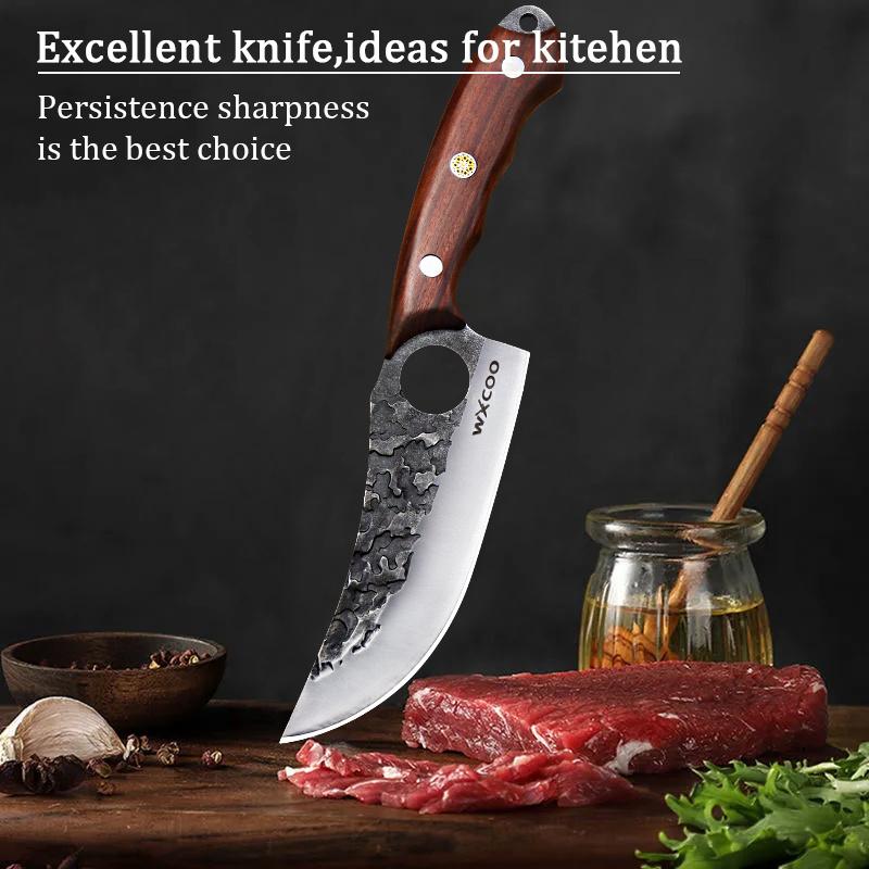 3PCS, Stainless Steel Knife Set, Wooden Handle Sharp Kitchen Knives with Covers High Quality Professional Cooking