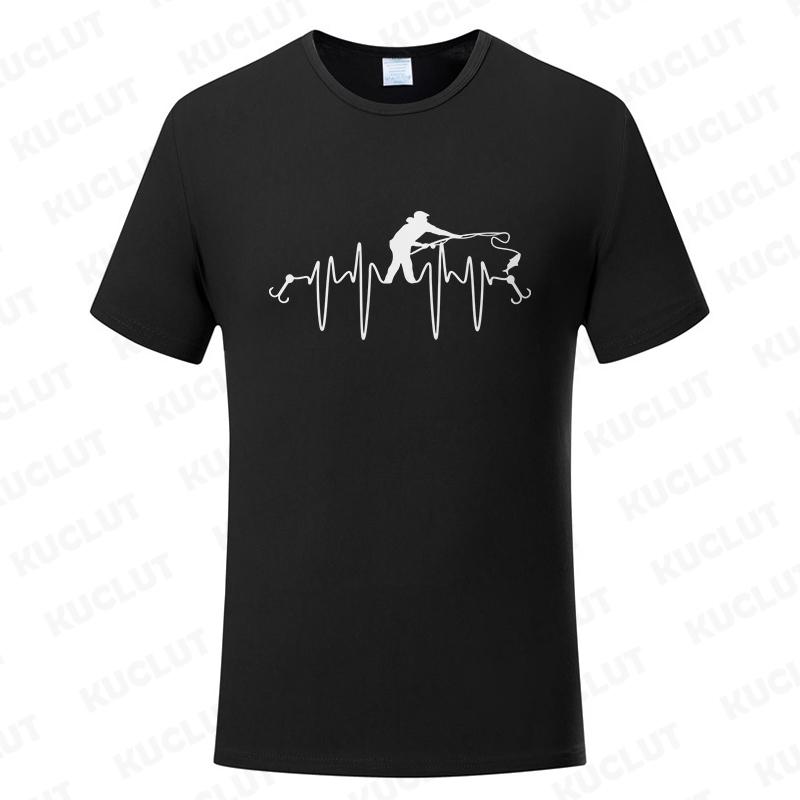 Fishing ECG Mens Tshirt Funny Design Graphic Y2k Tops Summer Male Clothing O Neck Short Sleeve Tees Gifts for Fishing Lovers