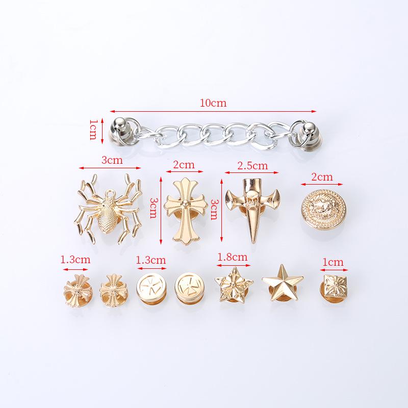 Retro Dark Punk Metal Spider Rivet Flower Shoe Accessories