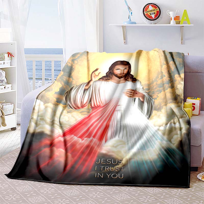 A Flannel Blanket Blessed by the Virgin Mary and Jesus, Suitable for Home Use, Including Bedrooms, Beds, Sofas, and Picnics.