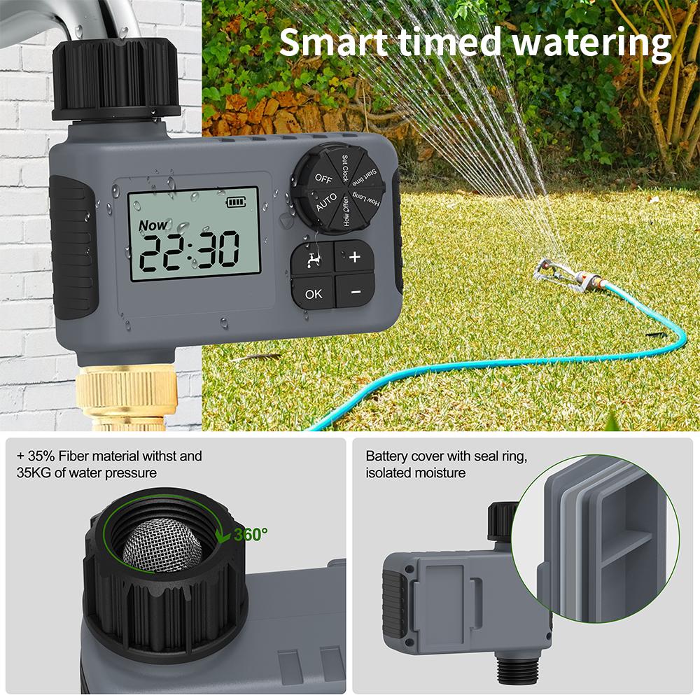 Automatic Irrigation Watering Timer LCD Display Irrigation Controller Programmable Sprinkler Rain Delay for Garden Lawn Pool