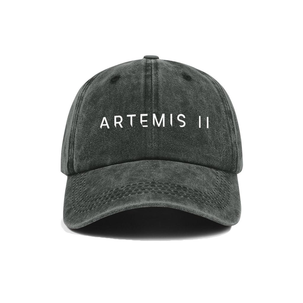 Casual Unisex Adjustable Baseball Cap Featuring Artemis II Embroidered Design Durable Cotton Twill Fabric Structured Crown Low Profile Visor
