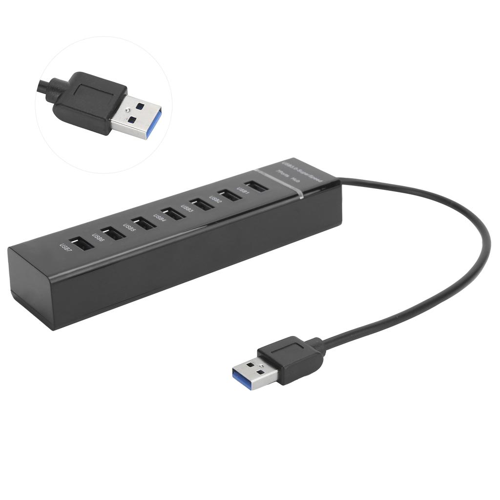 USB 3.0 Hub 7Port Splitter with Blue LED Indicator High Speed 5Gbps BYLP107 DC 5V