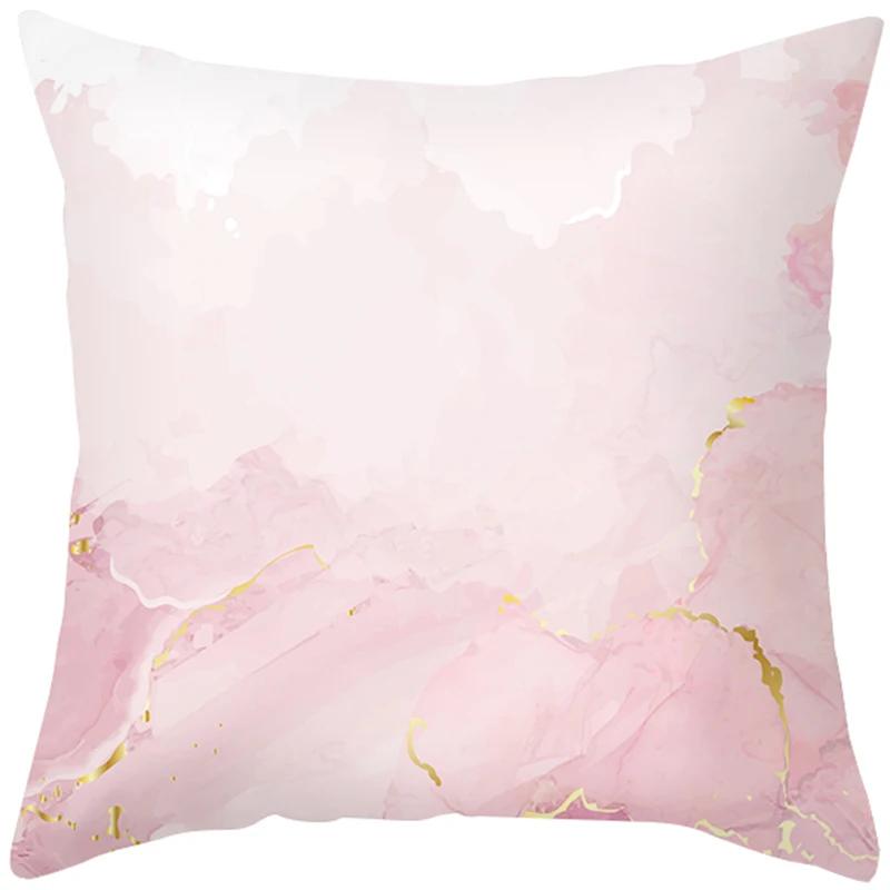 Pink Feather Pillowcase Gold Decorative Sofa Cushion Case Bed Pillow Cover Home Decor Car Cushion Cover Cute Pillow Case 45*45cm
