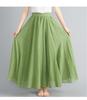 2024 Japan & Korea Loose Cotton-Linen Elastic Waist Midi Skirt – Solid Color A-line Swing Skirt
