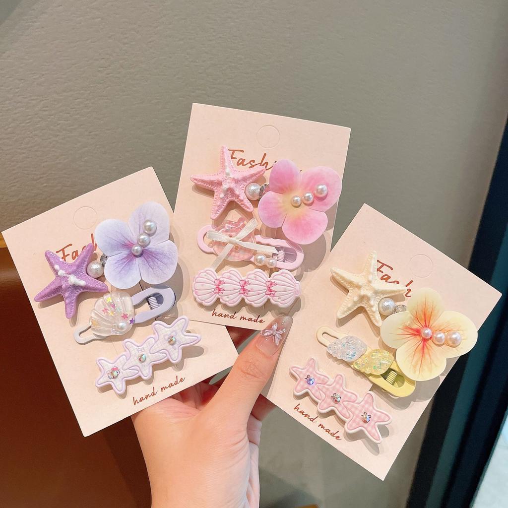 Pearl Flower Starfish Hair Clip For Girls, Versatile Front Hair Clip, Bangs Clip For Women, Hair Accessory Hair Accessory Side Hairpin, Korean Style