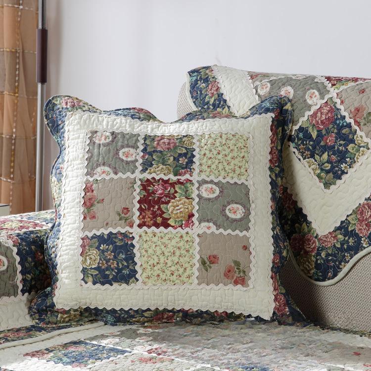 Pastoral Patchwork Fashion Home Cotton Sofa Cushion Fabric Quilted Non-slip Sofa Cushion Seat Cushion Cover
