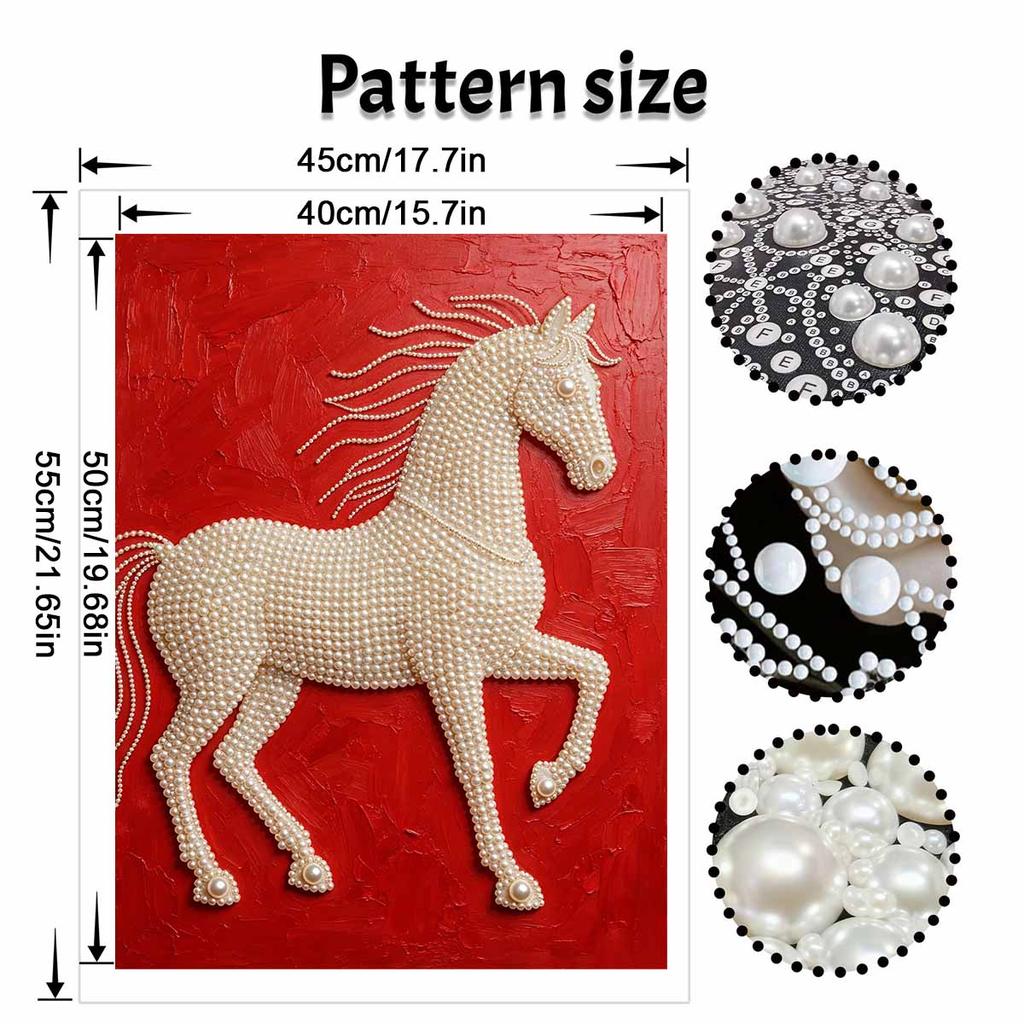 5D DIY Pearl Diamond Painting Kit Majestic Horse Full Drill Embroidery Mosaic Art Home Wall Decor Gift