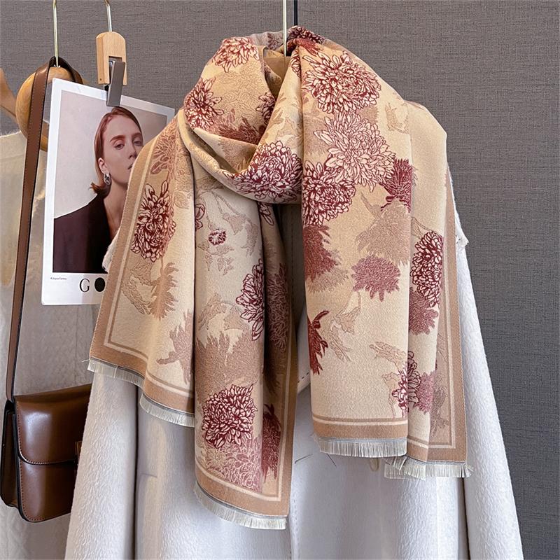 Travel Poncho Warm Cashmere Scarf Women  Luxury Thick Blanket Winter Bufanda Shawl Print New Wraps Pashmina Female Stoles