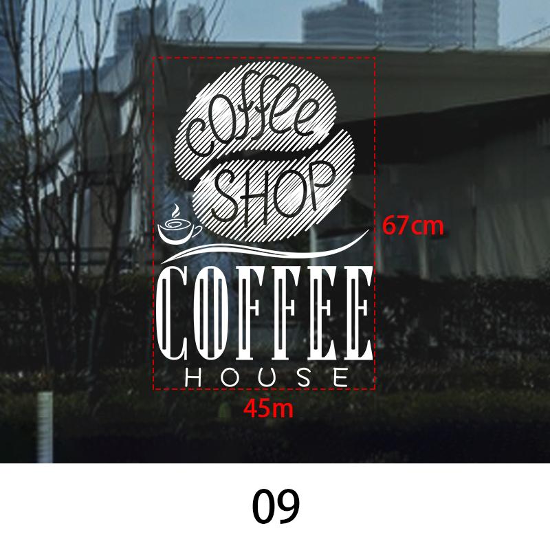 Coffee Shop Wall Sticker Cafes Ice Cream Bread Cake Wall Art Decals DIY Restaurant Milk Tea Shop Decor Sign Window Glass Film