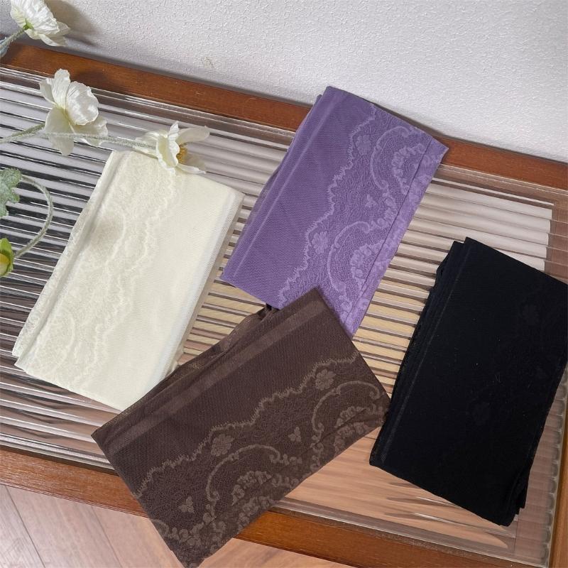 Sheer Mesh Pantyhose Stockings for Women French Elegant Aesthetic Floral Lace Patterned Tights Thin Leggings Hosiery