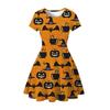 Halloween Witch Children'S Short Sleeve Dress 3D Digital Printing Pumpkin Series Children'S Dress
