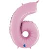 Foil Balloon Number 6 Pastel Pink, 66 Cm Grabo