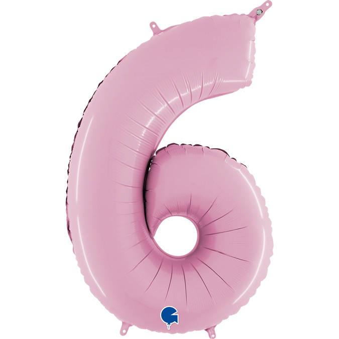 Ballon Foil Chiffre 6 Rose Pastel Pink, 66 Cm Grabo