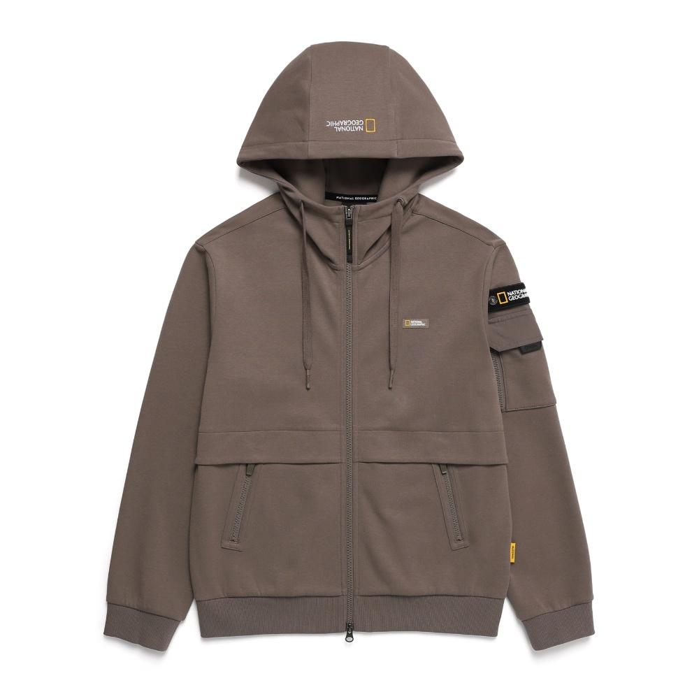Nationalgeographic N243Uft920 Shulian Sleeve Pocket Training Zip-Up Hoodie K Mocha