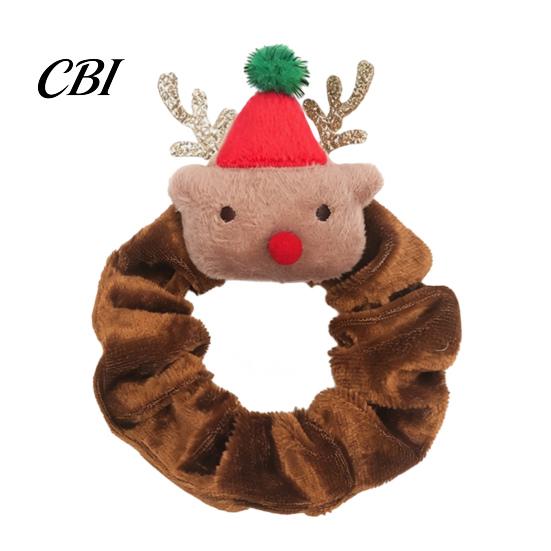 Childlike Hair Ornaments for Christmas Photos Flannel Tie Girls, Soft Scrunches with Reindeer/Christmas Tree/Gift/ Santa Scrunchies Girls Claus