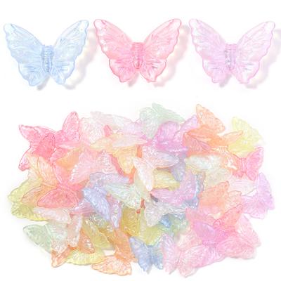20pcs 36.5x27mm Acrylic Butterfly Beads Colorful Luminous Loose Beads For Jewelry Making DIY Necklace Earrings Phone Key Chain